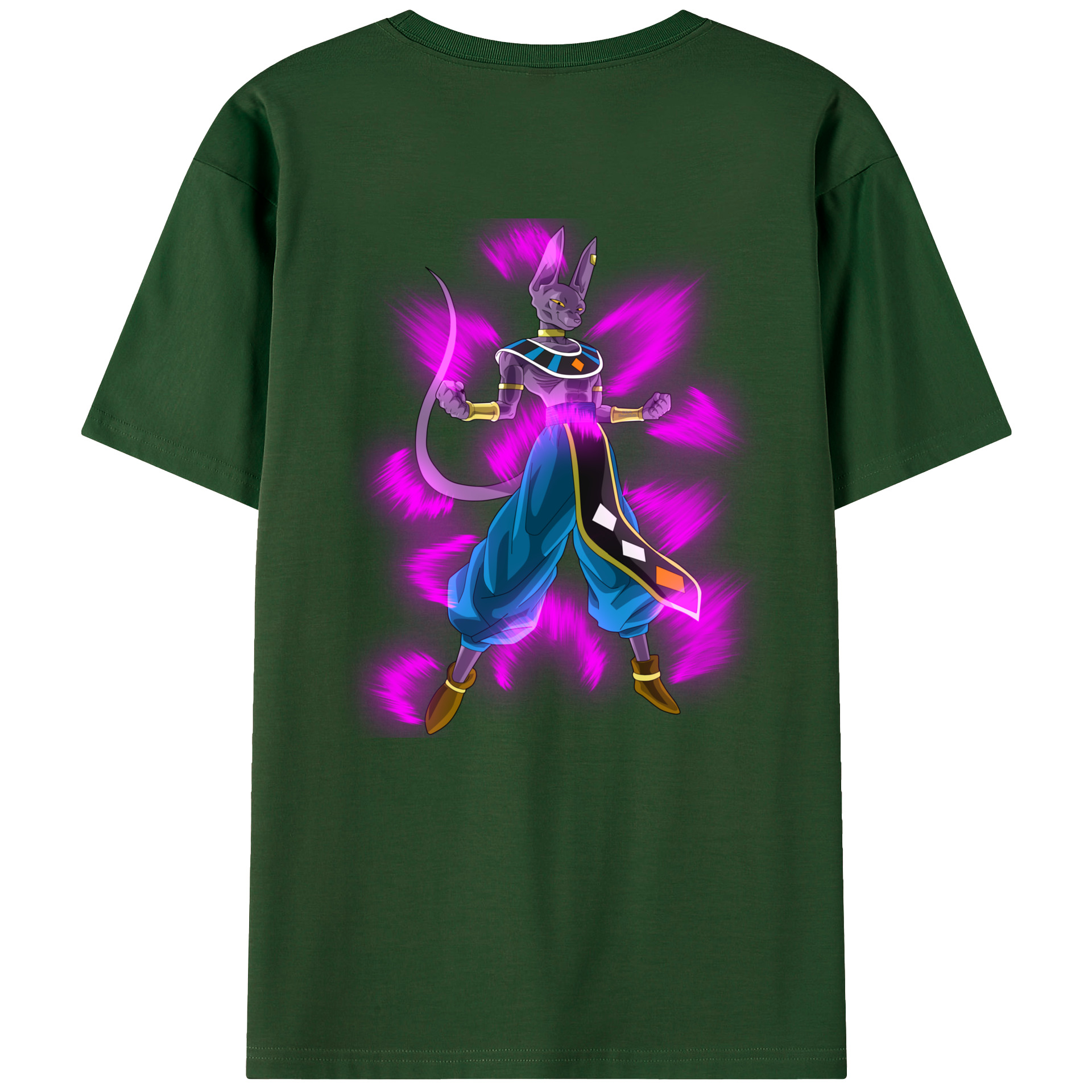 （画像用） ドラゴンボール ビルス 破壊神ビルス DRAGON BALL Beerus Birusu 綿100％半袖Tシャツ（背面プリント）